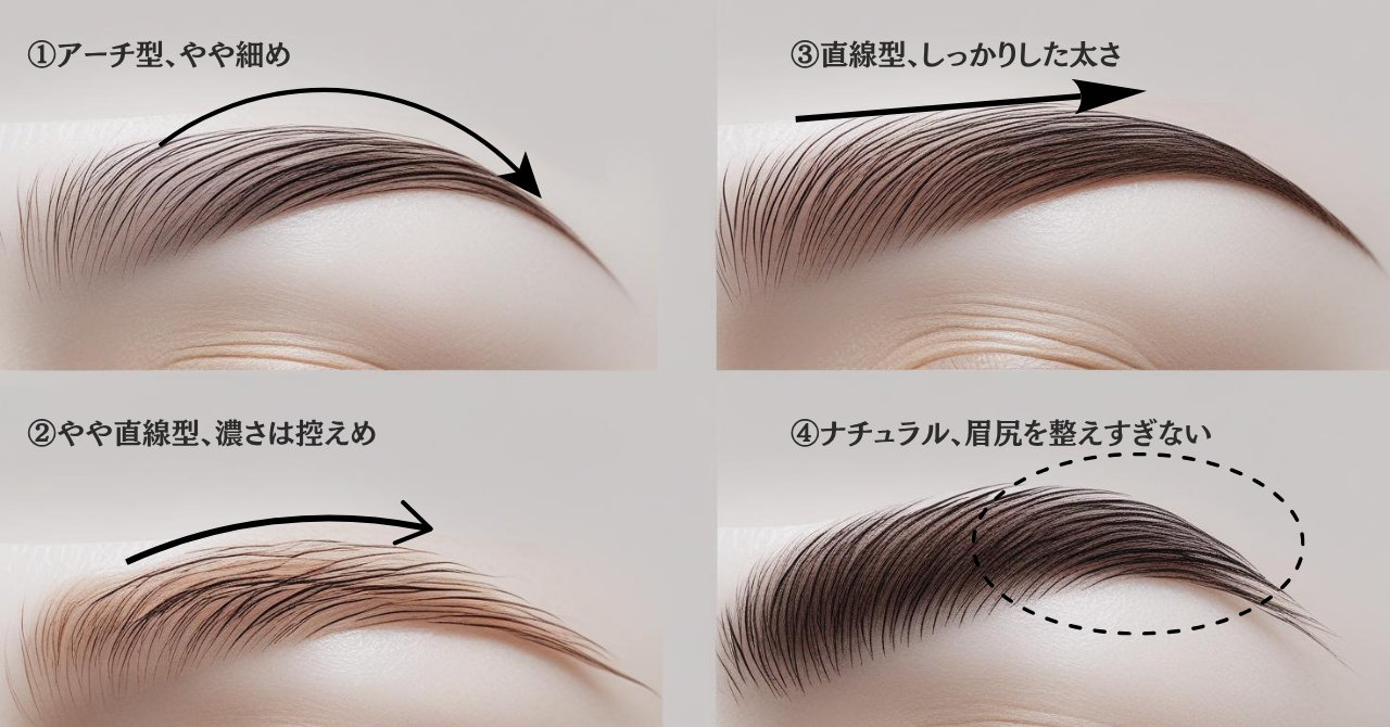 各眉毛タイプの説明図