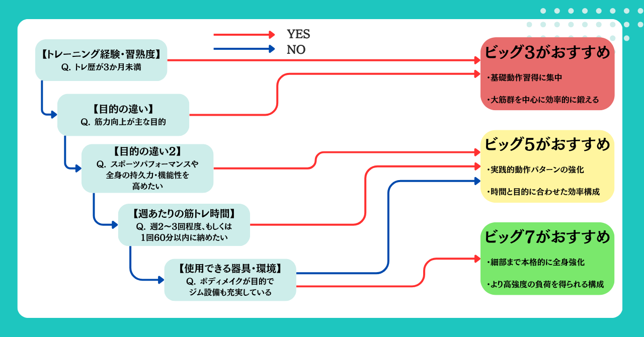 ビッグ3、5、7を決めるための診断チャート